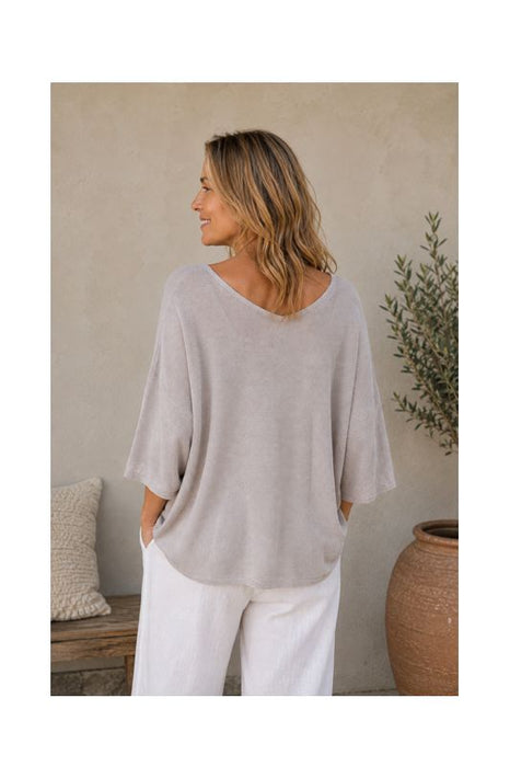 Strickpullover weit Modal/Acryl hellgrau - One Size