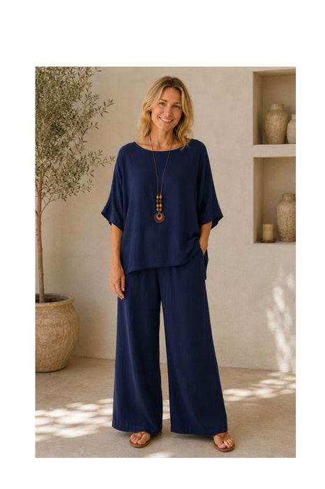 Top Viskose mit Kette navy - One Size