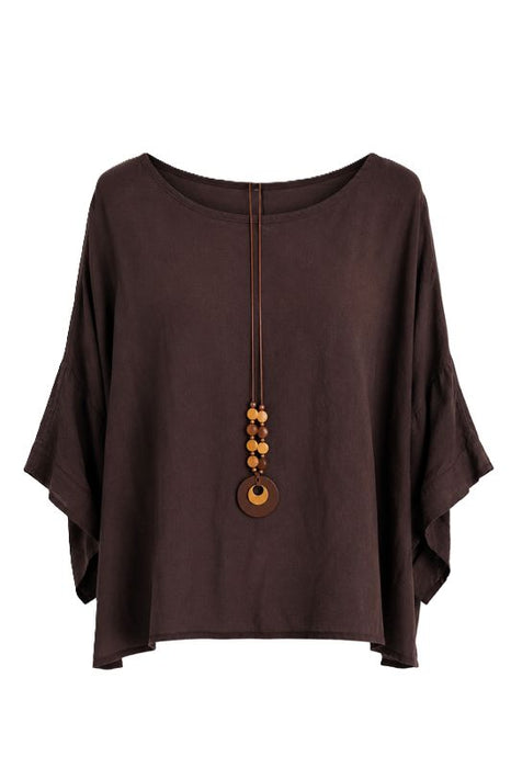Top Viskose mit Kette dunkelbraun - One Size