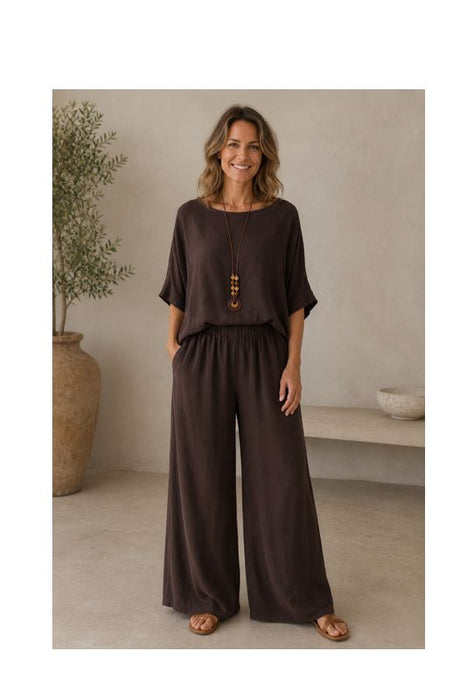 Top Viskose mit Kette dunkelbraun - One Size