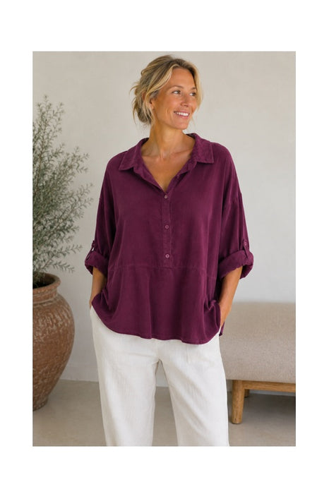 Cordhemd bordeaux - One Size