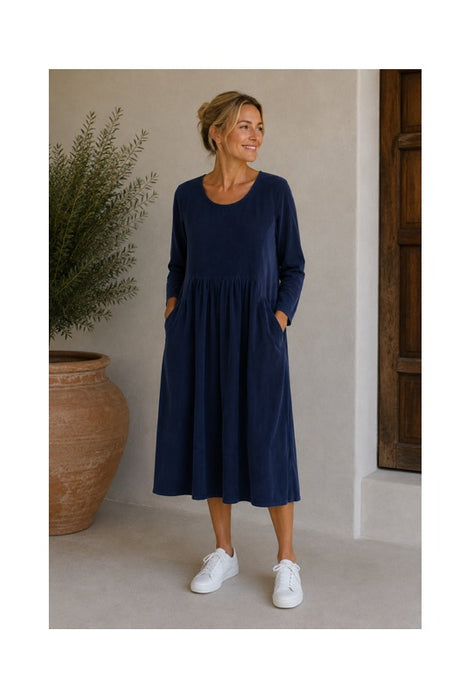 Cordkleid lang blau - One Size