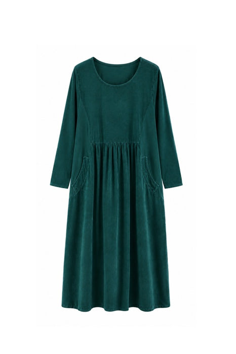 Cordkleid lang petrol - One Size