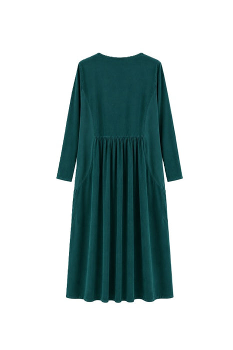Cordkleid lang petrol - One Size