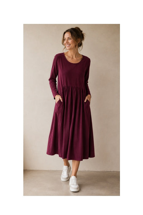 Cordkleid lang bordeaux - One Size