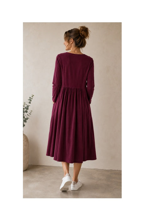 Cordkleid lang bordeaux - One Size