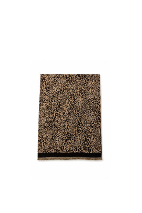 Schal Wolle/Viskose Leopard schwarz/beige 70x180cm