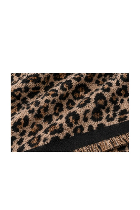 Schal Wolle/Viskose Leopard schwarz/beige 70x180cm