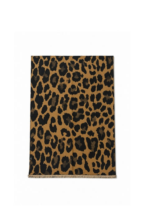 Schal Wolle/Viskose Leopard gross schwarz/camel 65x180cm