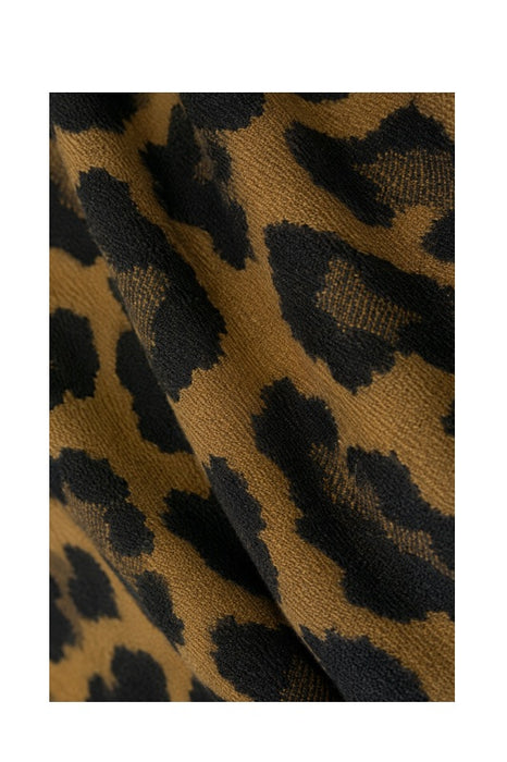 Schal Wolle/Viskose Leopard gross schwarz/camel 65x180cm