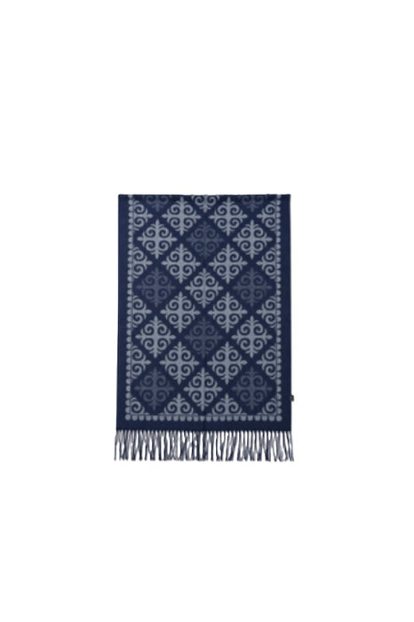 Écharpe laine/viscose bleu roi/bleu clair 60x180cm