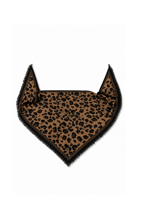 Schal Dreieck Wolle/Viskose Leopard schwarz/braun 65x180cm