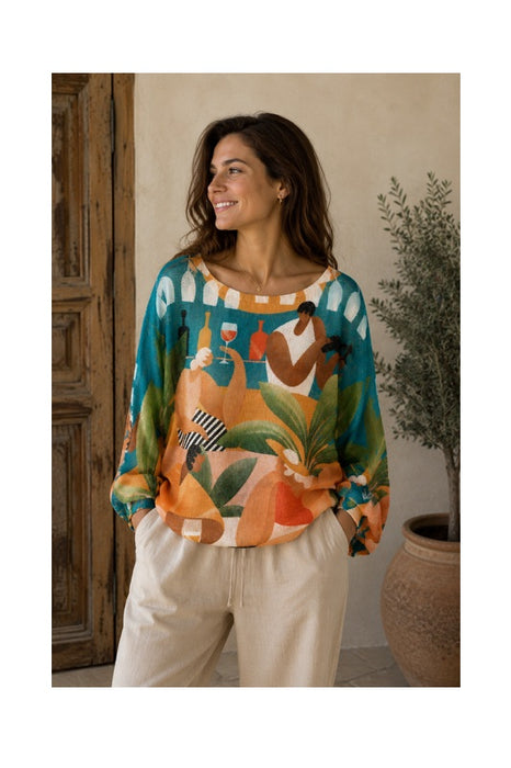 Pullover Polyester/Viskose Picasso Print multicolor - One Size