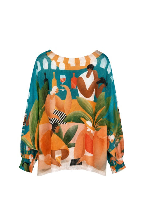 Pullover Polyester/Viskose Picasso Print multicolor - One Size