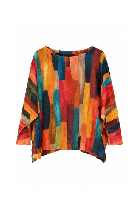 Pullover Polyester/Viskose multicolor Streifenmuster - One Size