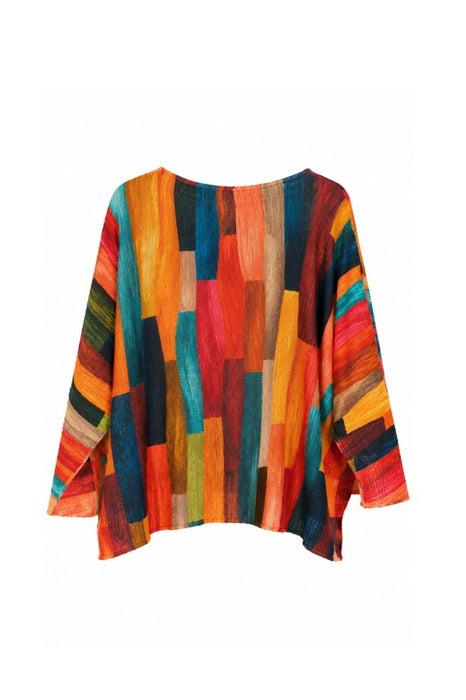 Pullover Polyester/Viskose multicolor Streifenmuster - One Size