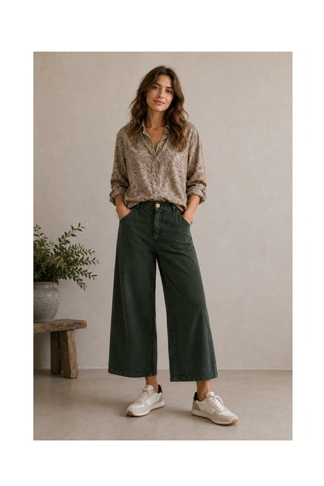 Dark green corduroy trousers - One Size