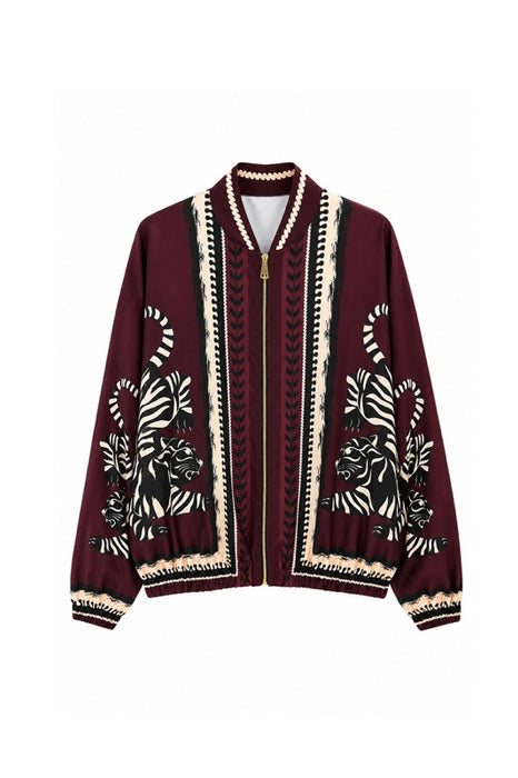Bomber jacket burgundy tiger black/beige - One Size