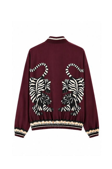 Bomber jacket burgundy tiger black/beige - One Size
