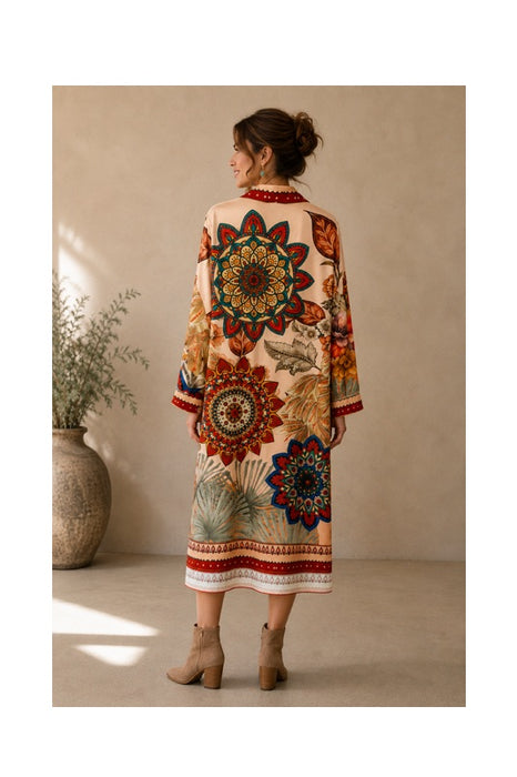 Hemdkleid Frida Kahlo mit Mandala und Blumenmuster multicolor - One Size