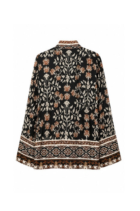 Jacke Seide/Viskose schwarz mit Blumen /multicolor - One Size