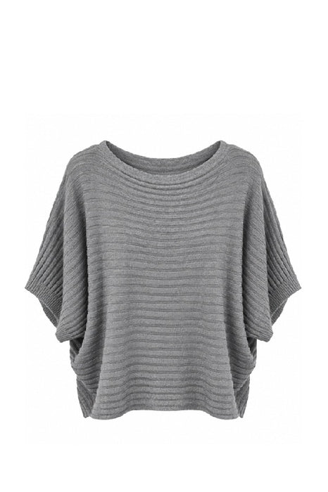 Strickpullover Viskose/Nylon/Polyester gerippt taupe - One Size