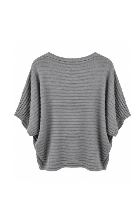 Strickpullover Viskose/Nylon/Polyester gerippt taupe - One Size