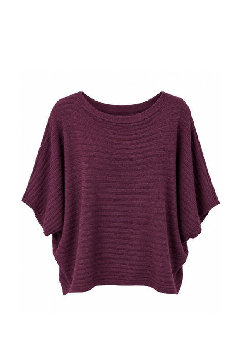 Strickpullover Viskose/Nylon/Polyester gerippt bordeaux - One Size