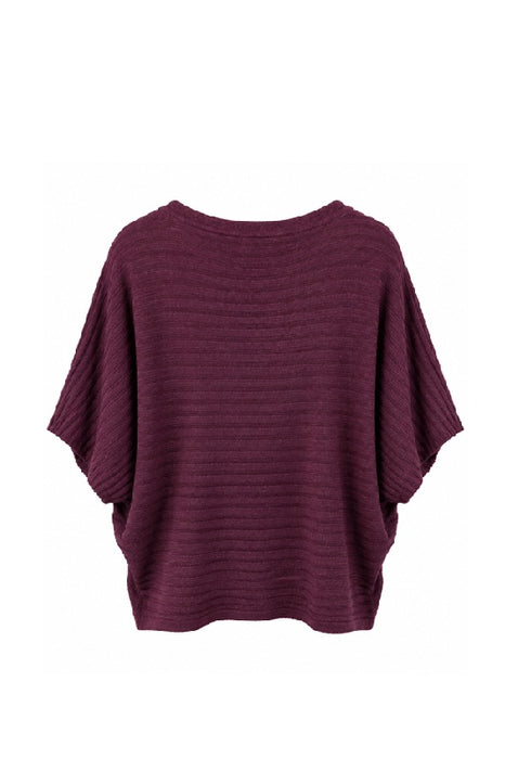 Strickpullover Viskose/Nylon/Polyester gerippt bordeaux - One Size
