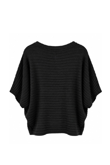 Strickpullover Viskose/Nylon/Polyester gerippt schwarz - One Size