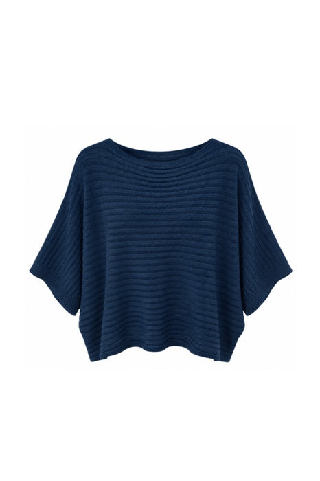 Strickpullover Viskose/Nylon/Polyester gerippt navy - One Size