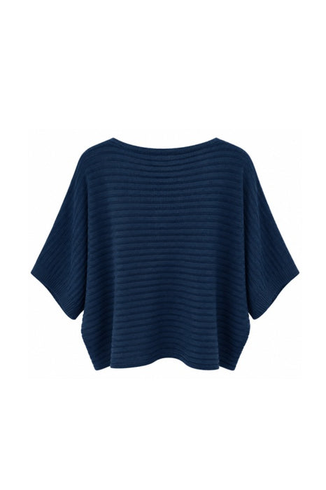 Strickpullover Viskose/Nylon/Polyester gerippt navy - One Size