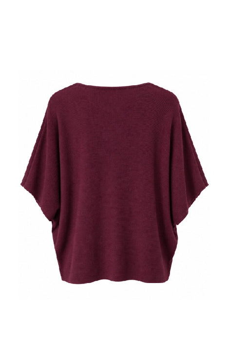 Strickpullover Viskose/Nylon/Polyester kurzarm weit bordeaux - One Size
