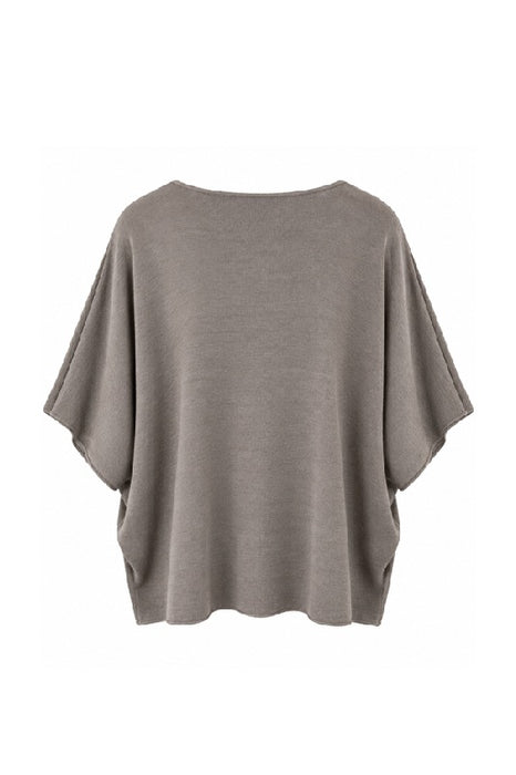 Strickpullover Viskose/Nylon/Polyester kurzarm weit hellbraun - One Size
