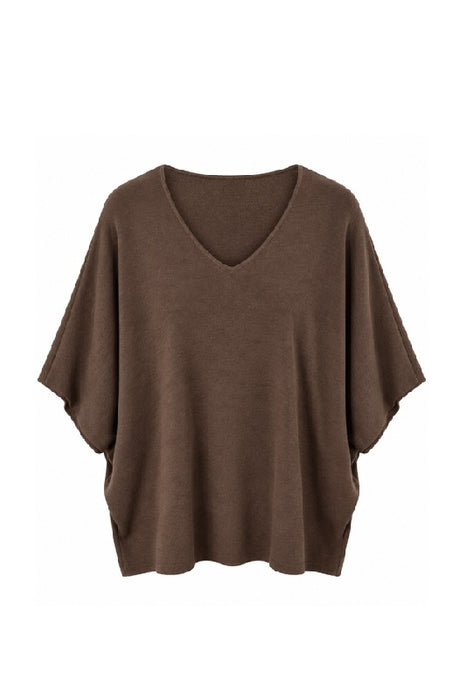 Strickpullover Viskose/Nylon/Polyester kurzarm weit braun - One Size