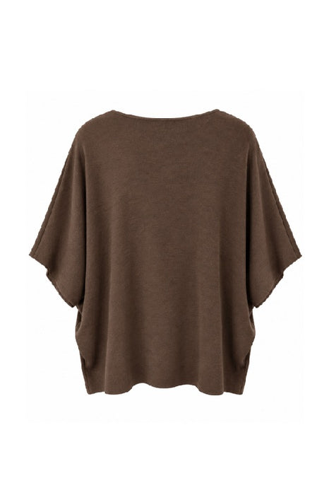 Strickpullover Viskose/Nylon/Polyester kurzarm weit braun - One Size