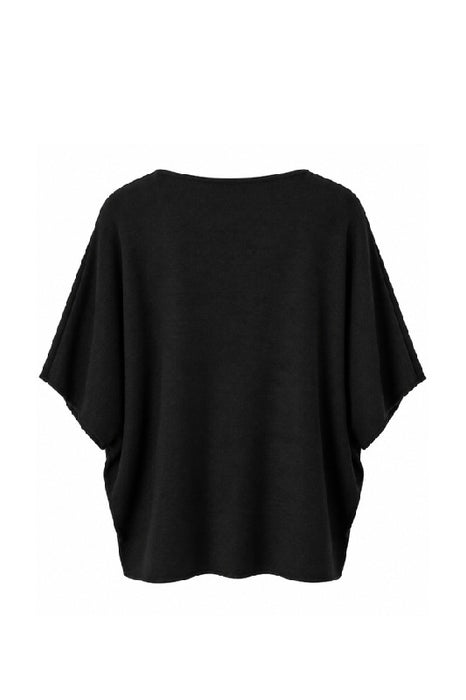 Strickpullover Viskose/Nylon/Polyester kurzarm weit schwarz - One Size