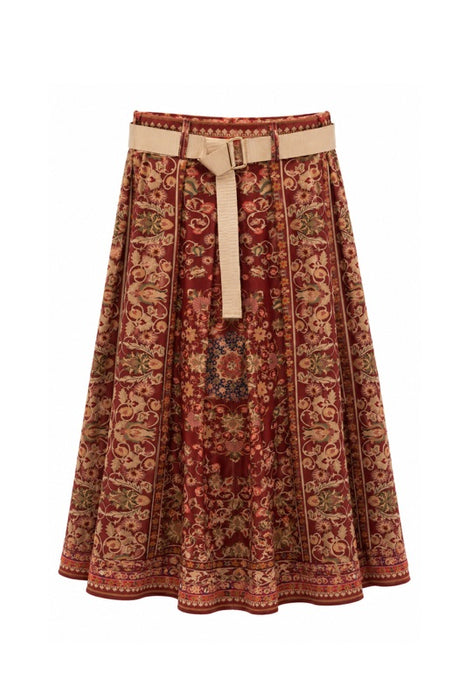 Jupe in Wildleder Optik Blumenmuster rot/beige/grün - One Size