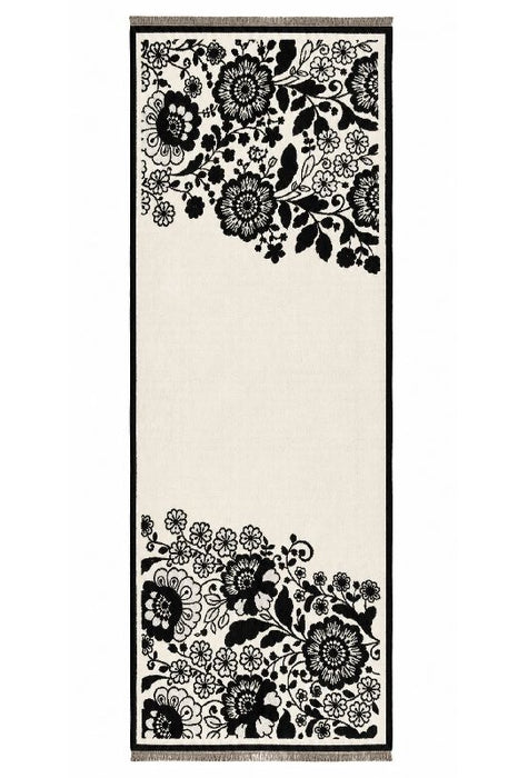 Schal Viskose schwarz/beige Blumenmuster 65x180cm
