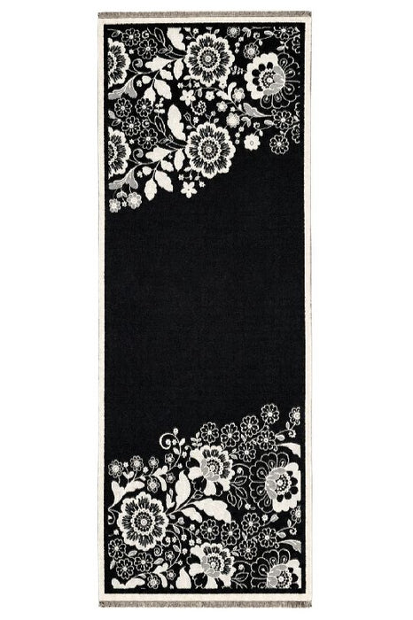 Schal Viskose schwarz/beige Blumenmuster 65x180cm