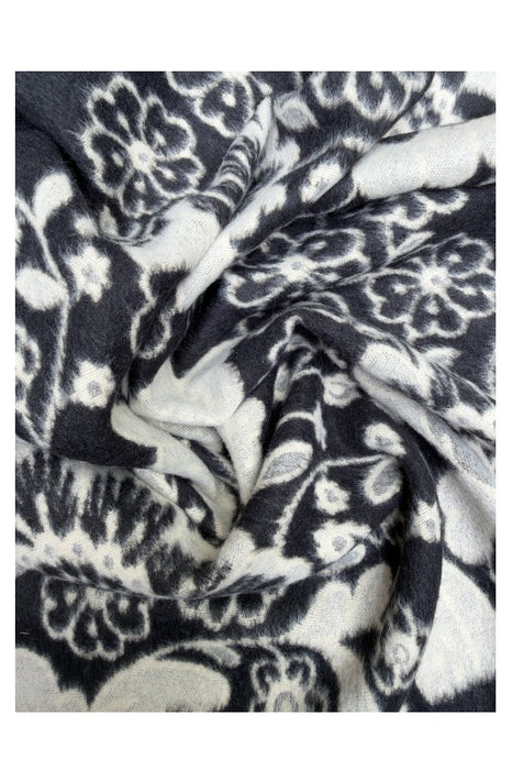 Schal Viskose schwarz/beige Blumenmuster 65x180cm