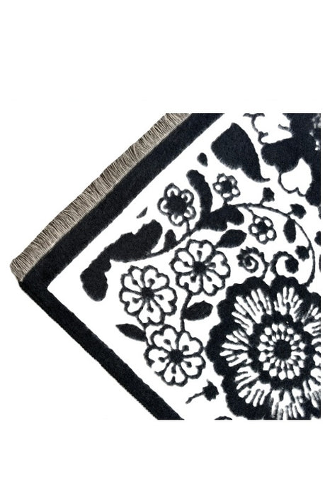 Schal Viskose schwarz/beige Blumenmuster 65x180cm