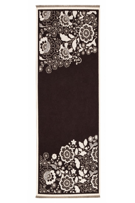Schal Viskose braun/beige Blumenmuster 65x180cm
