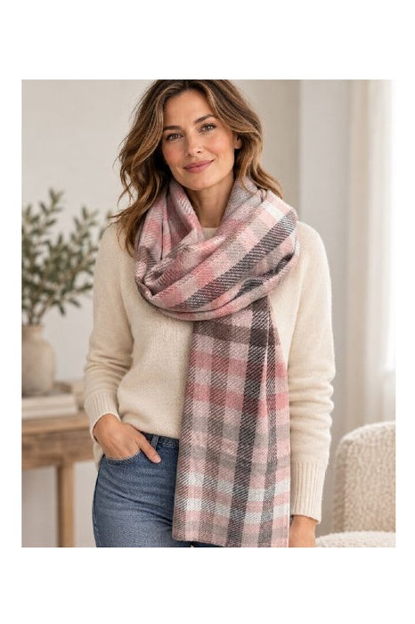 Schal Viskose kleine Karo rosa/grau/weiss/braun/anthrazit 65x200cm