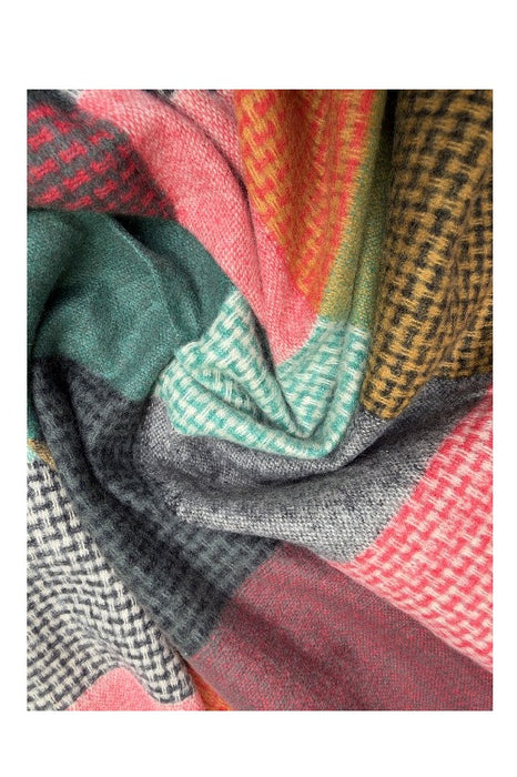 Schal Viskose Karo rot/grün/olive/grau/multicolor 70x190cm