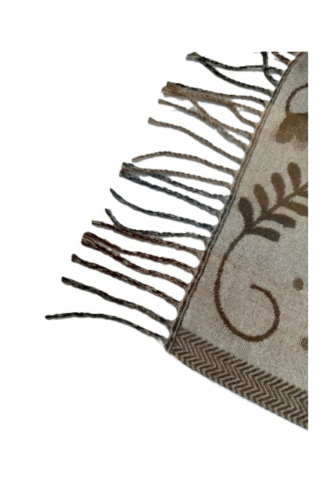 Schal Viskose beige mit Blumenmuster braun/blau/grau/multicolor 65x180cm