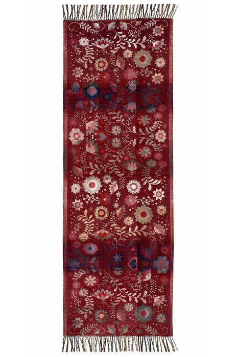 Schal Viskose bordeaux mit Blumenmuster apricot/grau/weiss/rosa/multicolor 65x180cm