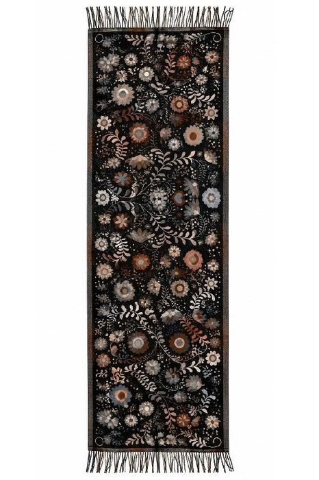 Schal Viskose schwarz mit Blumenmuster weiss/grau/gelb/rot/orange/ multicolor 65x180cm