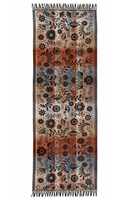 Schal Viskose schwarz mit Blumenmuster weiss/grau/gelb/rot/orange/ multicolor 65x180cm