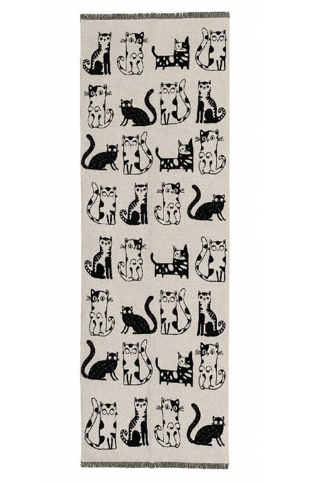 Schal Viskose Katzen schwarz/beige 70x190cm